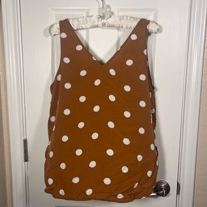 Old Navy Polka Dot Top Size Large Brown and White